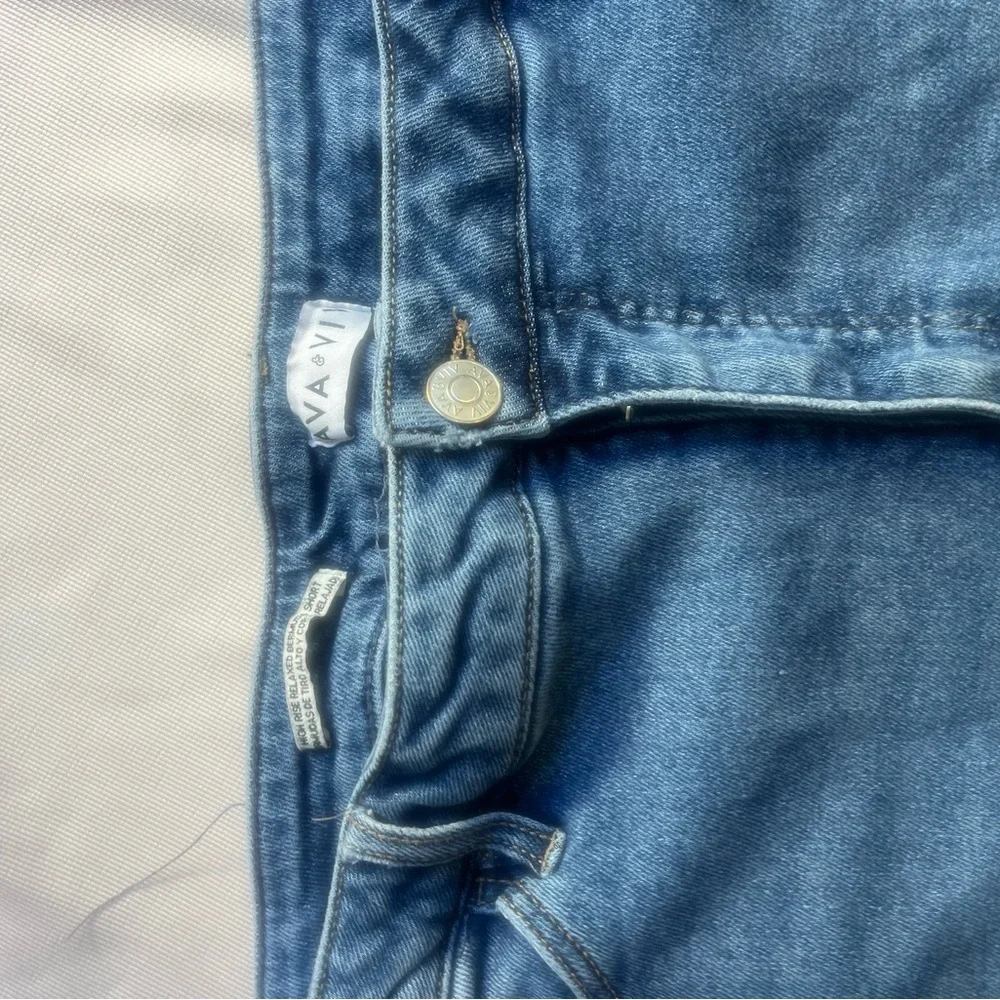 Women's Blue Denim Shorts - Picture 3 of 10
